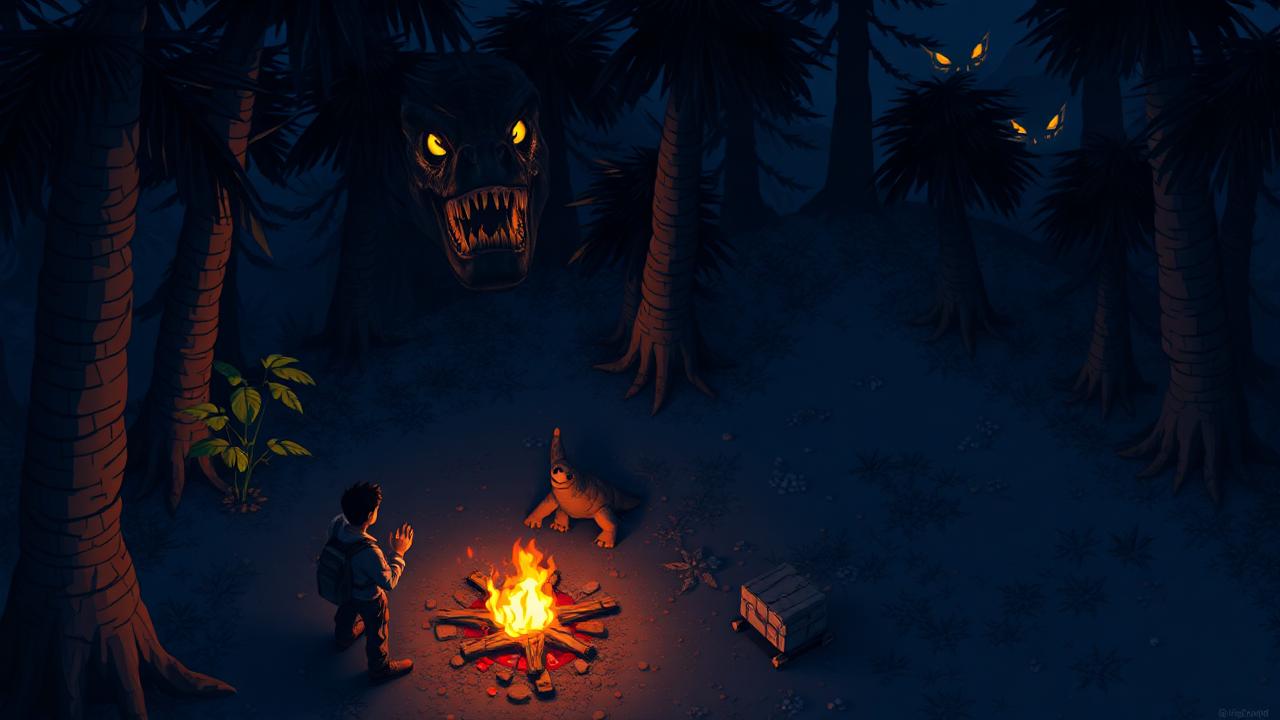 Dino Last Survival screenshot — Hold the camp through the night